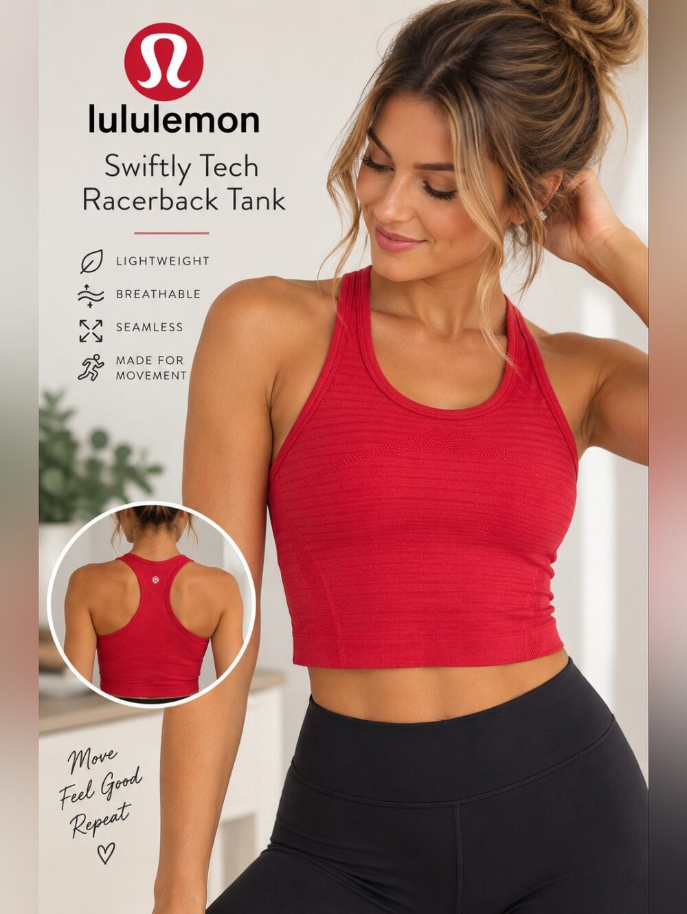 lululemon athletica Swiftly Tech Racerback Crop Tank - Red Size 2